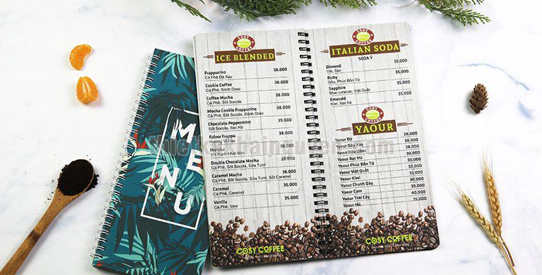 Menu nhựa chống nước, bền đẹp và dễ lau chùi