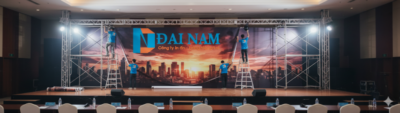 Thi công Backdrop sự kiện chuyên nghiệp ĐẠI NAM trên khung truss.