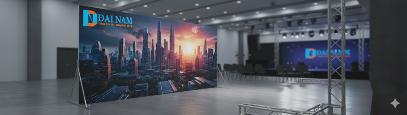 Thi công Backdrop Hiflex ĐẠI NAM khung truss.
