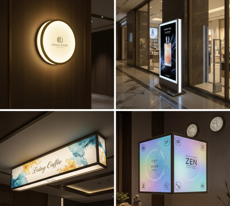 Bộ sưu tập 4 mẫu hộp đèn quảng cáo sang trọng.